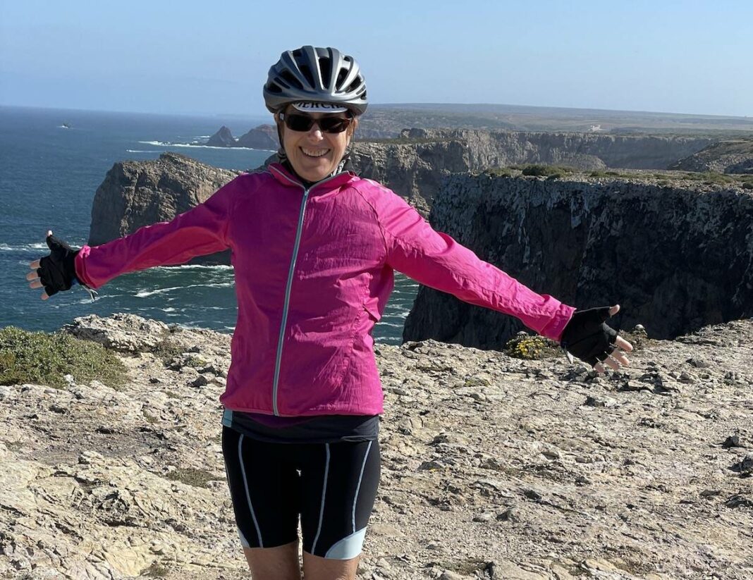 Sarah Glazer in the Algarve, at the farthest southwest point of Portugal, steps away from the lighthouse on the Ponta de Sagres promontory. — Photos courtesy of Sarah Glazer